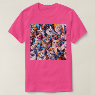 T-shirt Mosaïque de chat Whimsical - Feline Kaleidoscopiqu