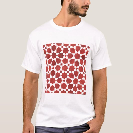 T-shirt Mosaïque marocaine rouge ROSETTE (Devant)