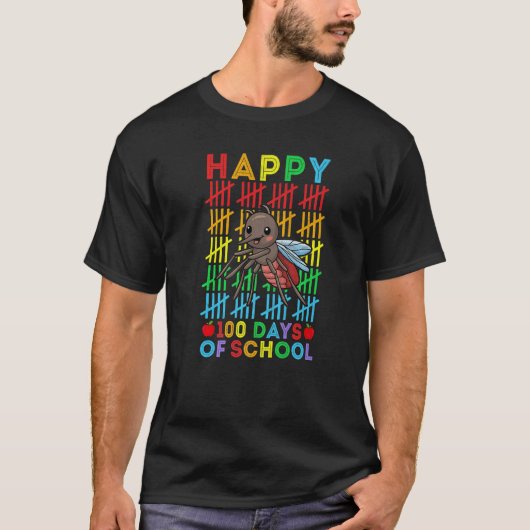 T-shirt Mosquito Teacher Student Happy 100 Days of School (Devant)