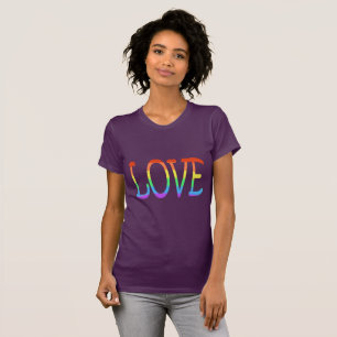 T-shirt Mot d'amour en lettres couleur arc-en-ciel Tee - s