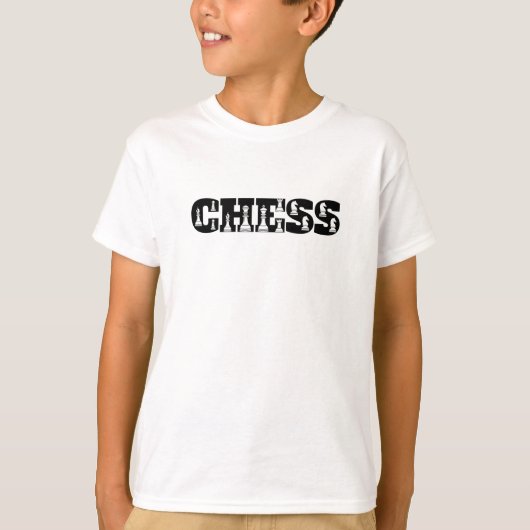 T-shirt Mot d'échecs Lettres noires Pièces blanches Créati (Devant)