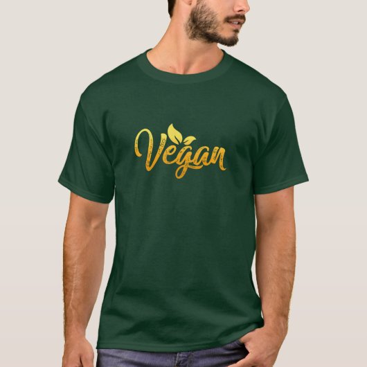 T-shirt Mot végétal Typographie or jaune sur vert (Devant)