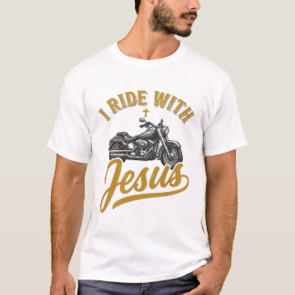 T-shirt Motard Chrétien Je Roule Avec Jésus Vintage Moto
