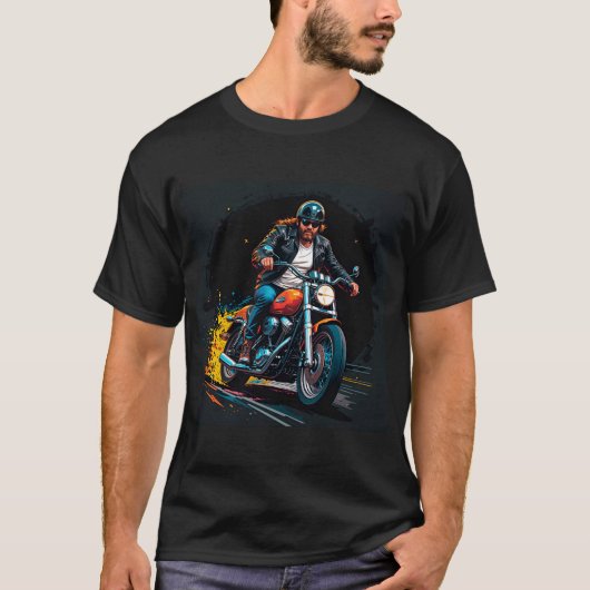 T-shirt Motard cool roulant à moto (Devant)