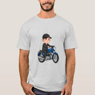 T-shirt Motard de dessin animé chevauchant une moto 