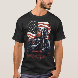 T-shirt Motard Vétéran Biker Drapeau Américain USA