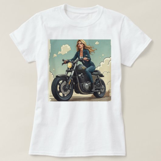 T-shirt Motarde sur la route (Design devant)