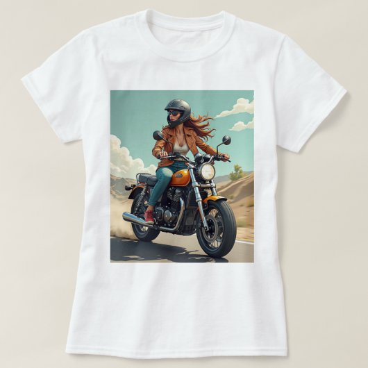 T-shirt Motarde Sur La Route (Design devant)