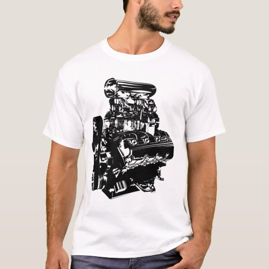 T-shirt Moteur de souffleur en noir (Devant)