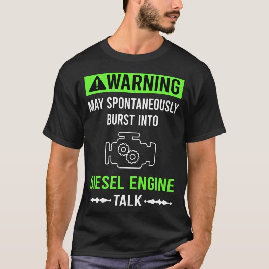 T-shirt Moteur diesel à avertissement vert (Devant)