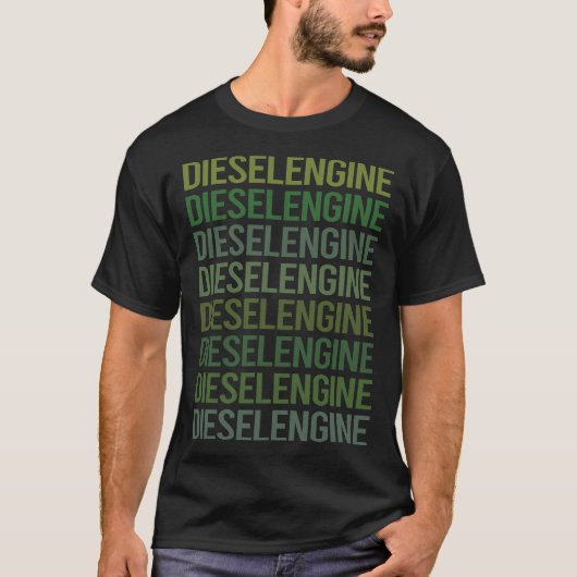 T-shirt Moteur diesel à texte vert (Devant)