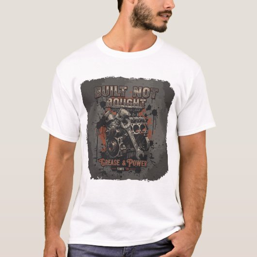 T-Shirt Moteur Mécanique Vintage – Construit Pas A (Devant)
