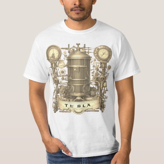 T-shirt Moteur vintage Tesla (Devant)
