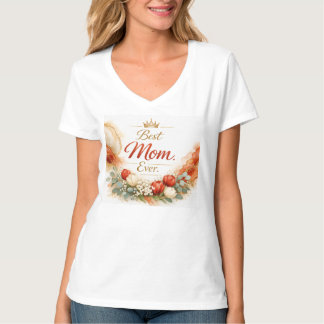 T-shirt Mother Boho Watercolor Peach Mint, Agate Gold, Art