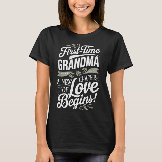 T-shirt Mother’s Day First Time Grandma Cute New Granhild (Devant)