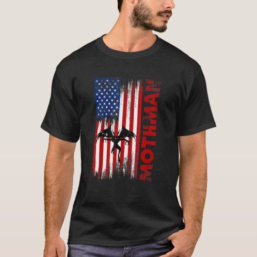 T-shirt Mothman Cryptid Cryptozoology American Flag (Devant)