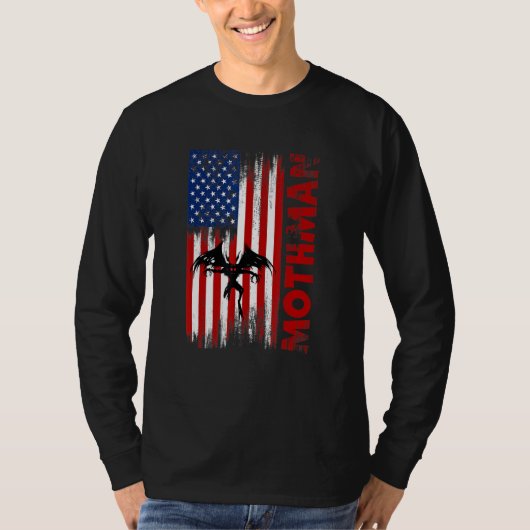 T-shirt Mothman Cryptide Cryptozoologie Drapeau Américain (Devant)