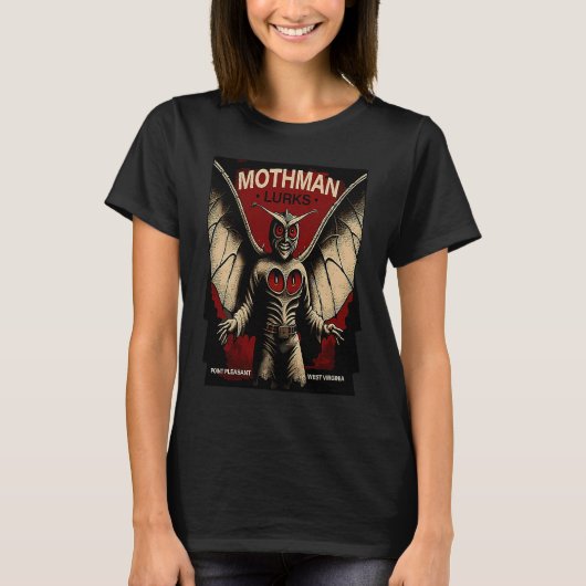T-shirt Mothman Mysterious Winged Creature (Devant)