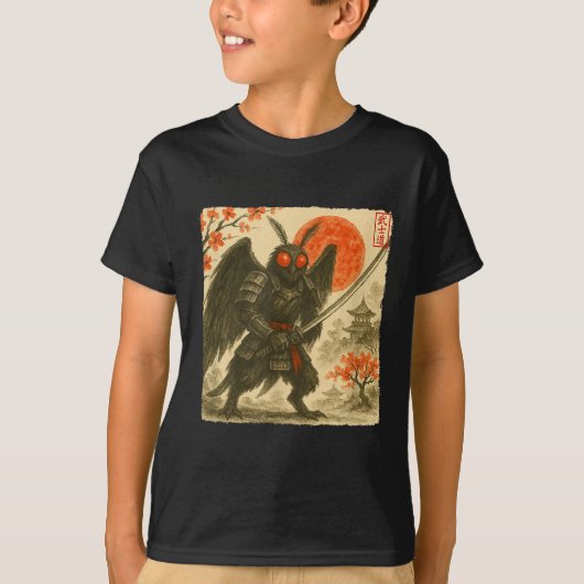 T-shirt Mothman Samurai Japanese Warrior Costume Sumi-e Ar (Devant)