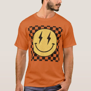 T-shirt Motif à carreaux de visage heureux rétro Smile Fac