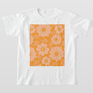 T-shirt Motif à fleurs orange Fuzz Vintage rétro