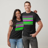 T-shirt Motif à rayures couleur noir rose chaud (Unisexe)