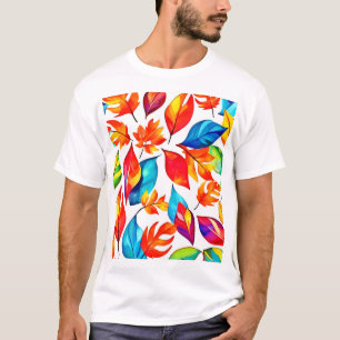 T-shirt Motif abstrait de feuilles d'automne
