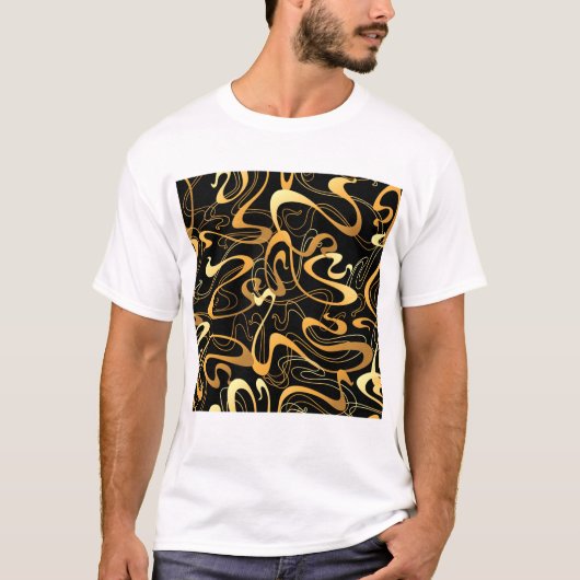 T-shirt Motif Abstrait doré (Devant)