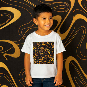 T-shirt Motif Abstrait Doré en Tourbillon