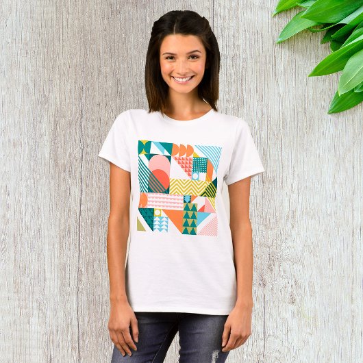 T-shirt Motif Abstrait géométrique moderne Gras rétro