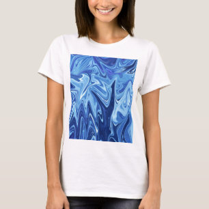 T-shirt Motif abstrait liquide bleu