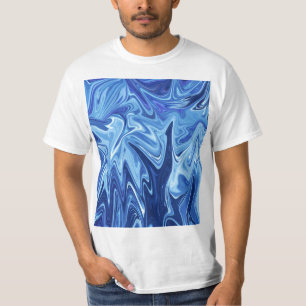 T-shirt Motif abstrait liquide bleu