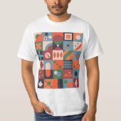 T-shirt Motif Abstrait, motif en géomatrie (Devant)