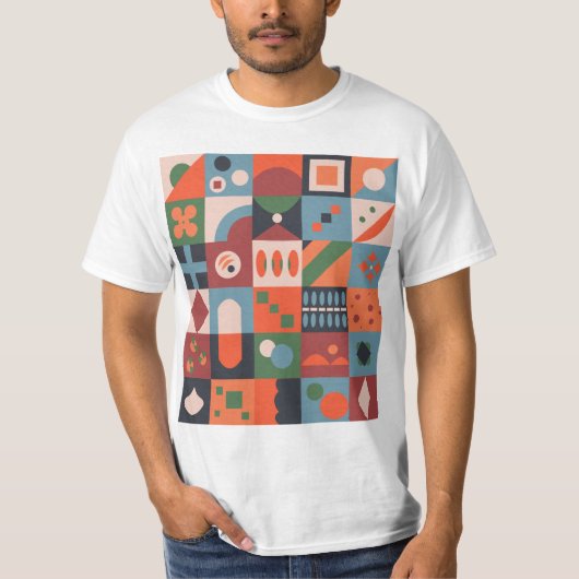 T-shirt Motif Abstrait, motif en géomatrie (Devant)