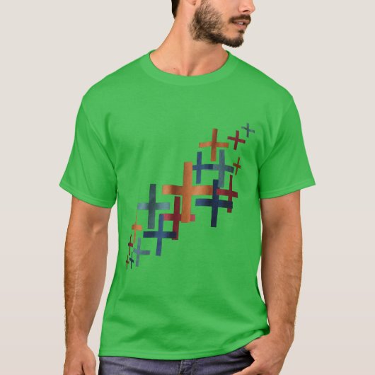 T-shirt Motif Abstrait Plus Diagonal (Devant)