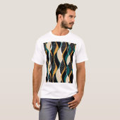 T-shirt motif Abstrait rayé, coloré ondulé. (Devant entier)