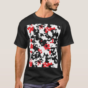 T-shirt Motif Abstrait Rouge Noir Et Blanc Cristallin