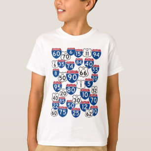 T-shirt Motif aléatoire sur la route des États-Unis amus