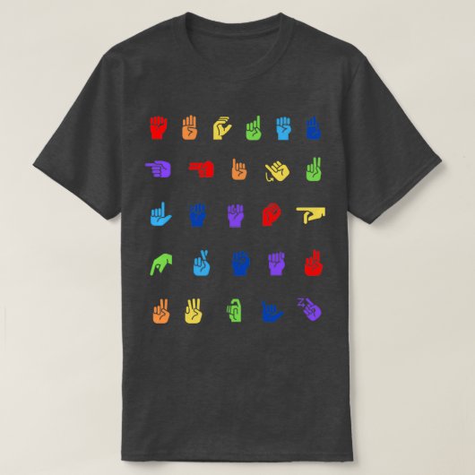T-shirt Motif Alphabet ASL Rainbow (Design devant)