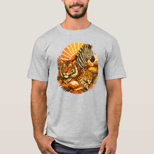 T-shirt Motif animalier rétro safari Faune vintage bohèm