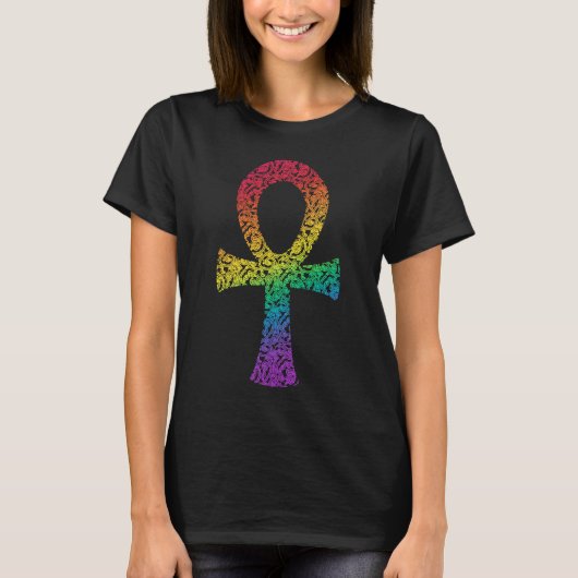 T-shirt Motif Ankh Rainbow Swirl (Devant)
