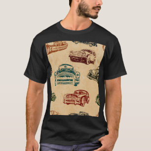 T-shirt Motif Arrière - plan d'illustration de voiture Vin