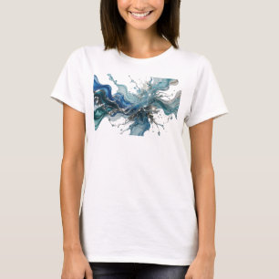 T-shirt Motif artistique ABSTRACT ART argenté gras