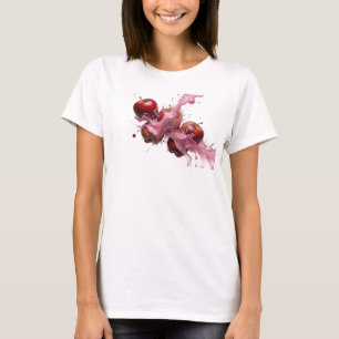 T-shirt Motif artistique abstrait de pomme rose élégant et