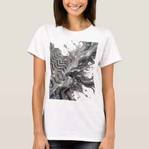 T-shirt Motif artistique ART ABSTRAIT Argent Chic