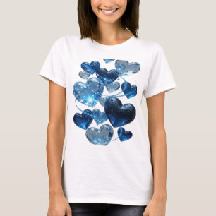 T-shirt Motif artistique BLUE HEARTS argent tendance