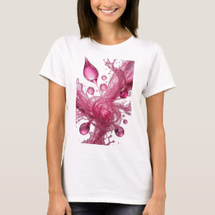 T-shirt Motif artistique de Giclées d'EAU rose moderne
