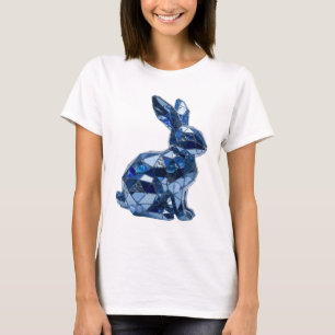 T-shirt Motif artistique lapin bleu argent moderne