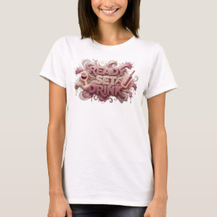 T-shirt Motif Artistique Moderne Rouge PRÊT À BOIRE
