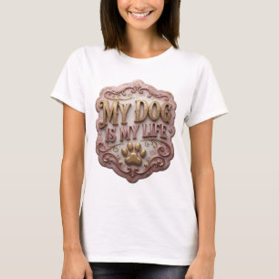 T-shirt Motif Artistique Or Frappant MON CHIEN EST MA VIE